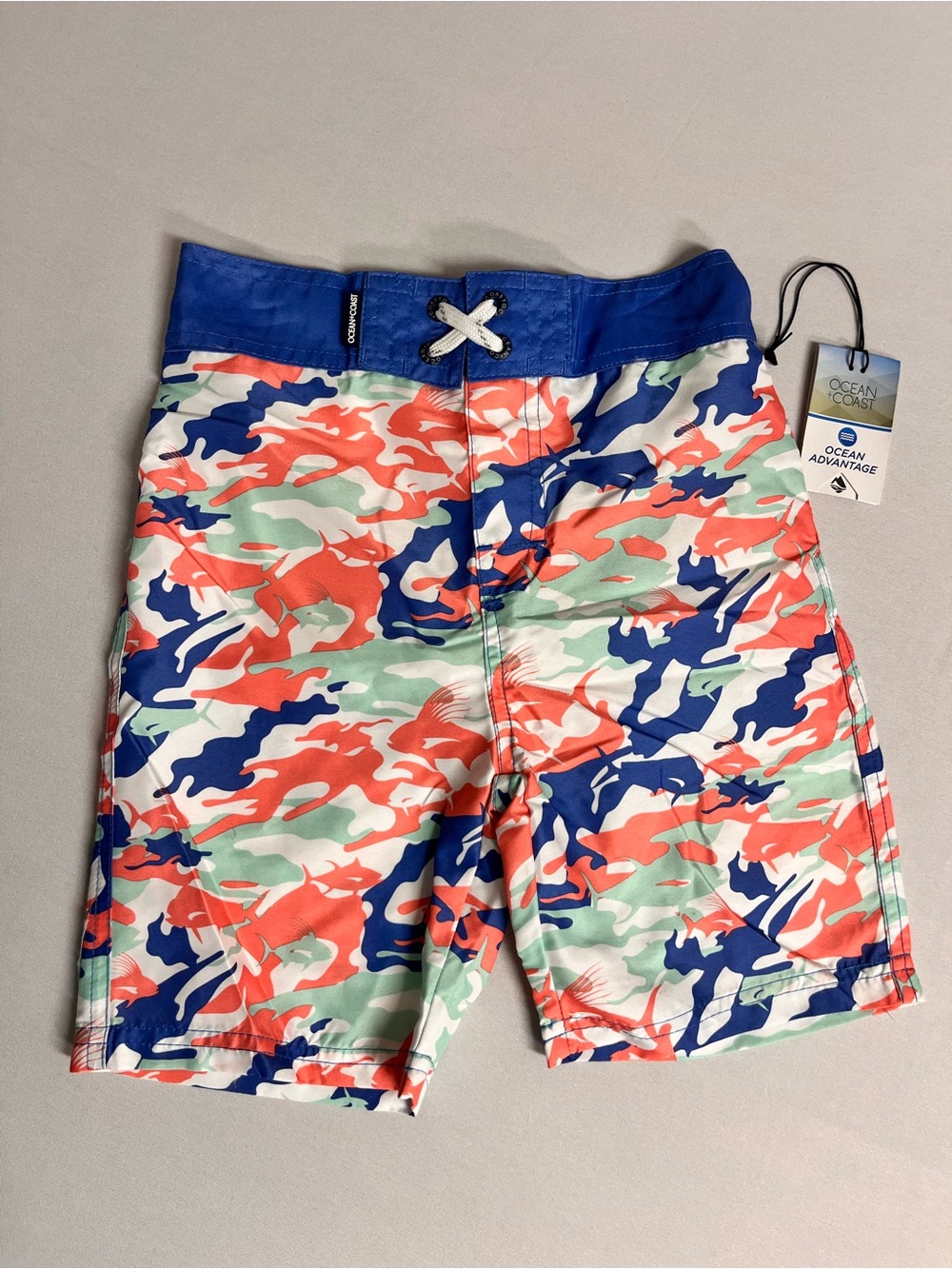 Brand New-Ocean Coast Boys' Bungee Aqua Lined Swim Trunks